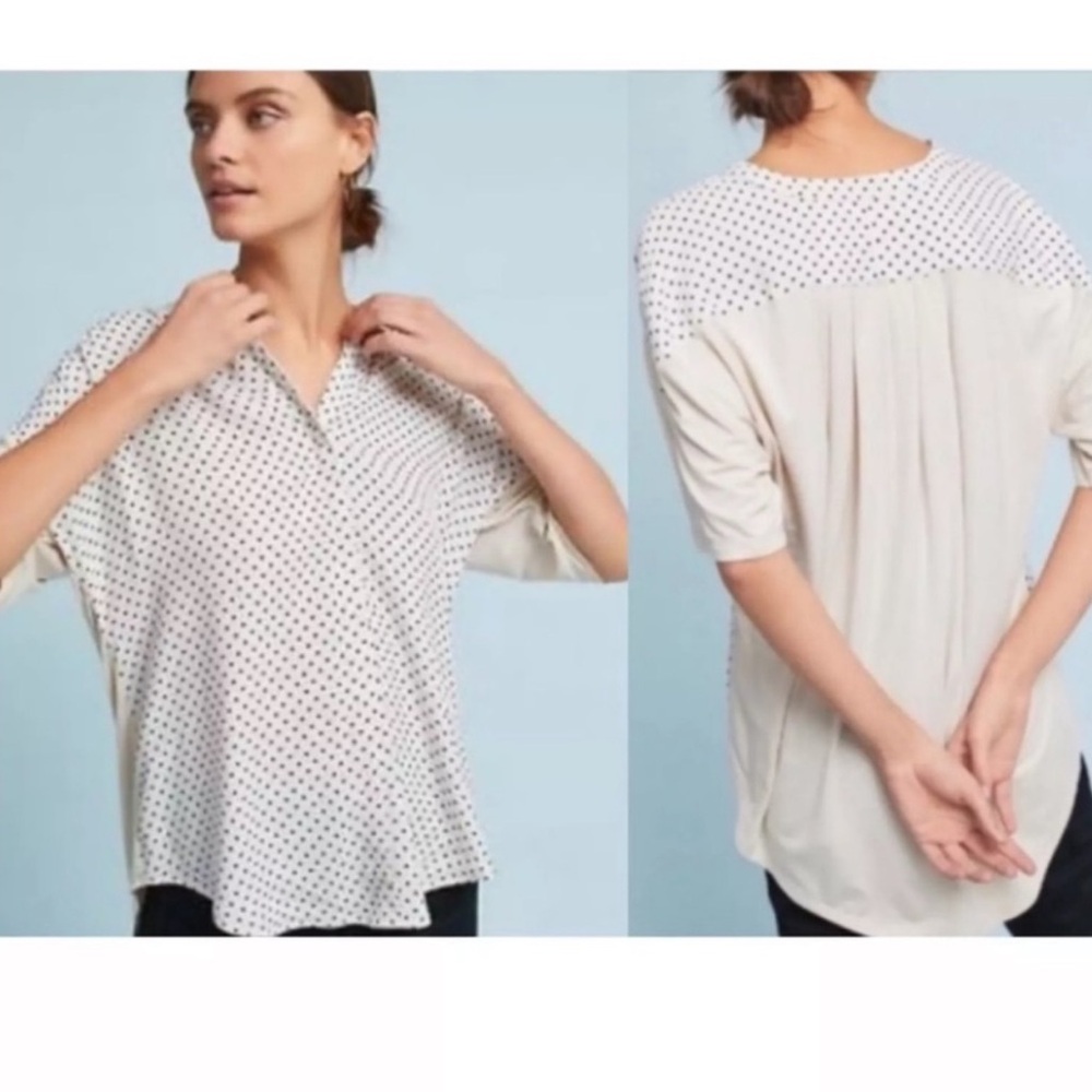 Anthropologie Polka Dot Short Sleeve Blouse by porridge